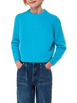 Whistles Kids' Textured Crew Neck Jumper, Turquoise, Turquoise