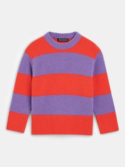 Whistles Kids' Stripe Wool Blend Knitted Jumper, Multi, Multicolour