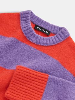 Whistles Kids' Stripe Wool Blend Knitted Jumper, Multi - view 2, Multicolour