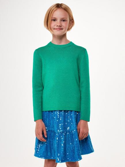 Whistles Kids' Annie Sparkle Knit Jumper, Green - view 2, Green