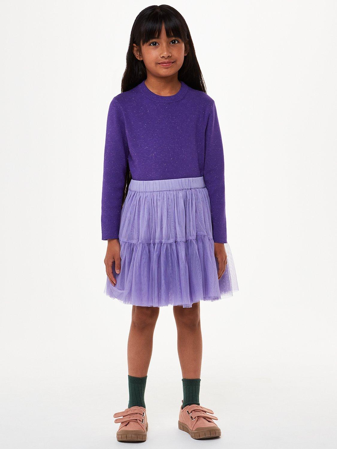 Product image 3 of 5, which shows Whistles Kids' Annie Sparkle Knit Jumper, Purple, 3-4 years