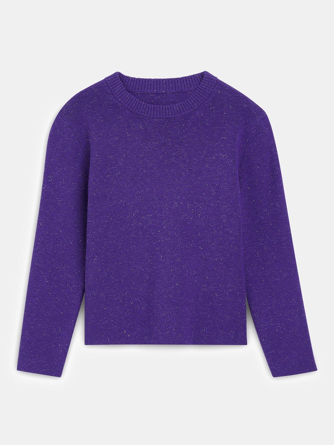 Product image 5 of 5, which shows Whistles Kids' Annie Sparkle Knit Jumper, Purple, 3-4 years