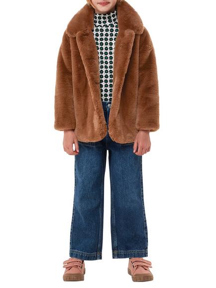 Whistles Kids' Faux Fur Teddy Coat, Brown, Brown