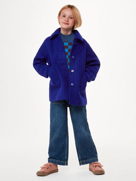 Whistles Kids' Daisy Boucle Wool Blend Coat, Blue, Blue
