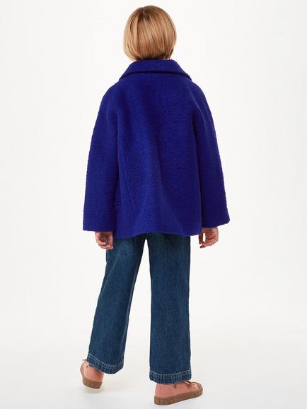 Whistles Kids' Daisy Boucle Wool Blend Coat, Blue - view 2, Blue