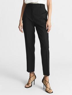 Reiss Petite Haisley Wool Blend Tapered Trousers, Black