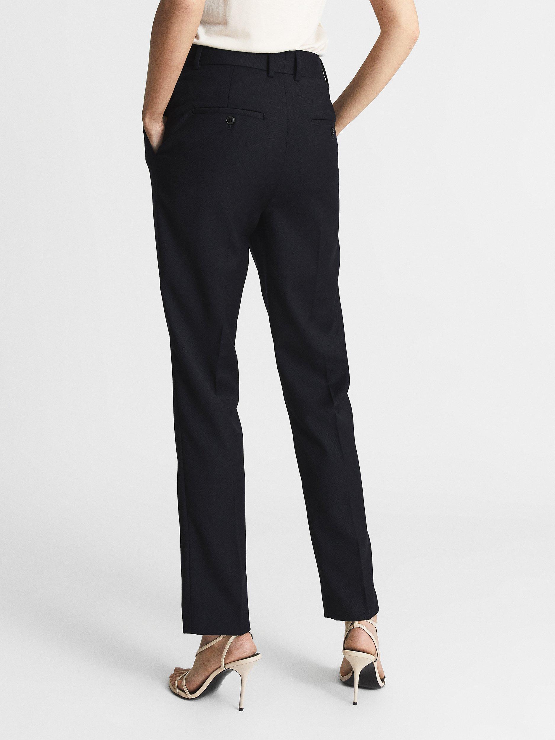 Product image 2 of 5, which shows Reiss Petite Haisley Wool Blend Tapered Trousers, Navy, 6