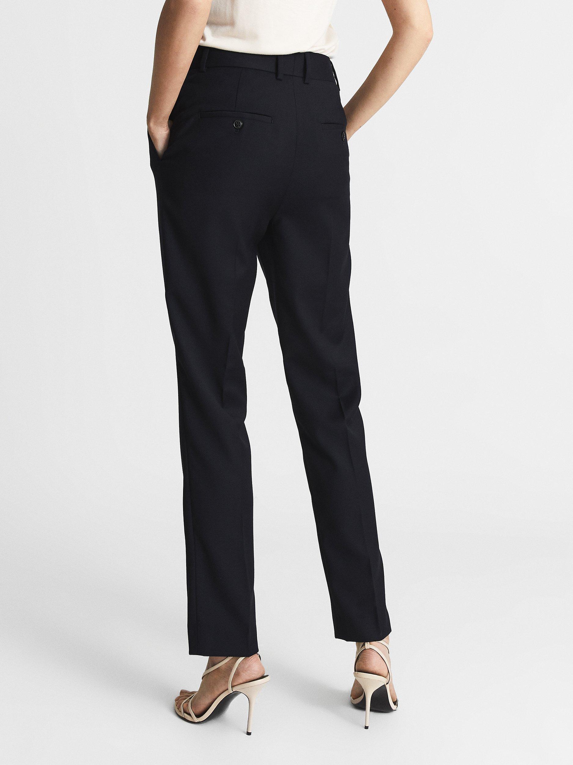 Reiss Petite Haisley Wool Blend Tapered Trousers, Navy, 6