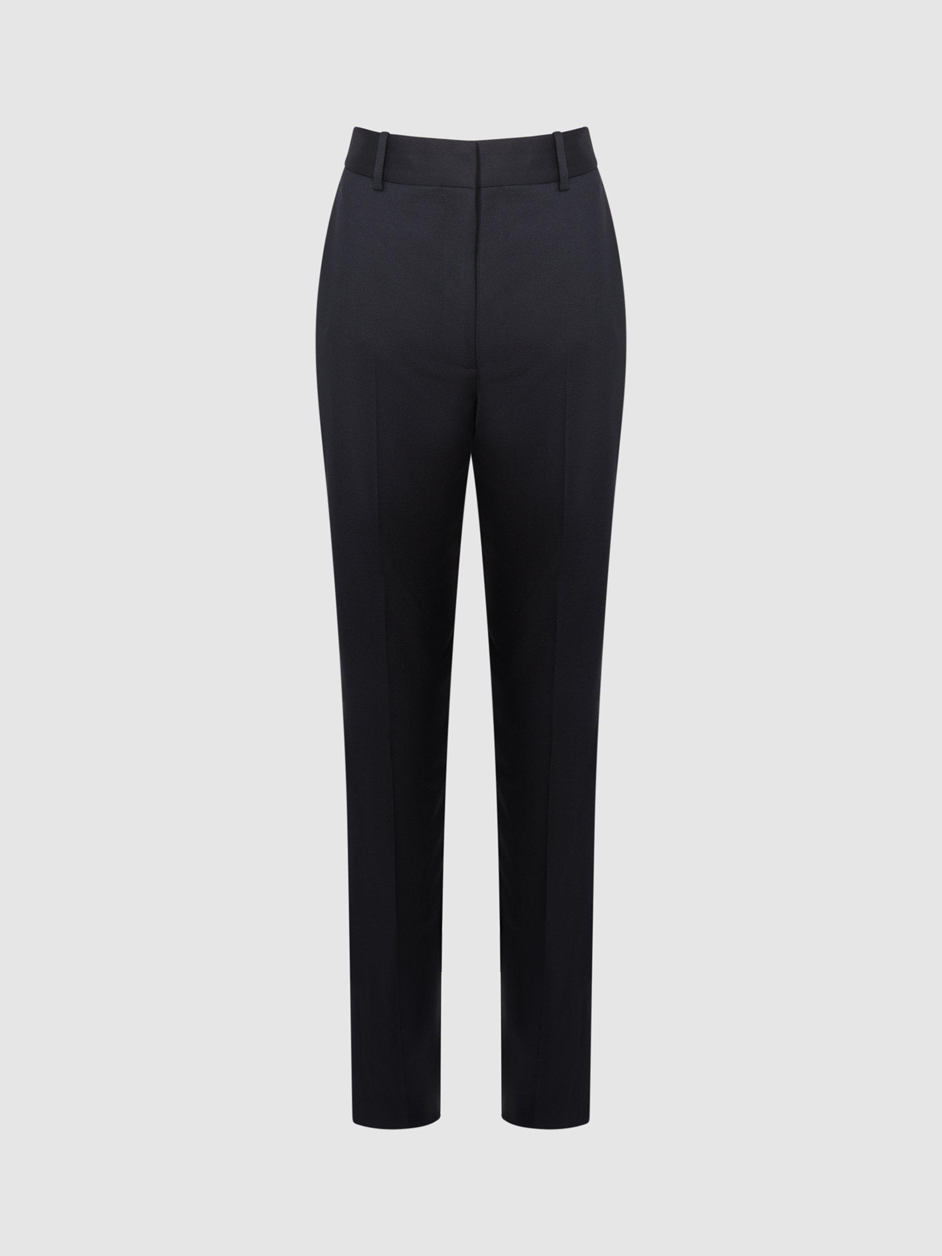 Product image 3 of 5, which shows Reiss Petite Haisley Wool Blend Tapered Trousers, Navy, 6