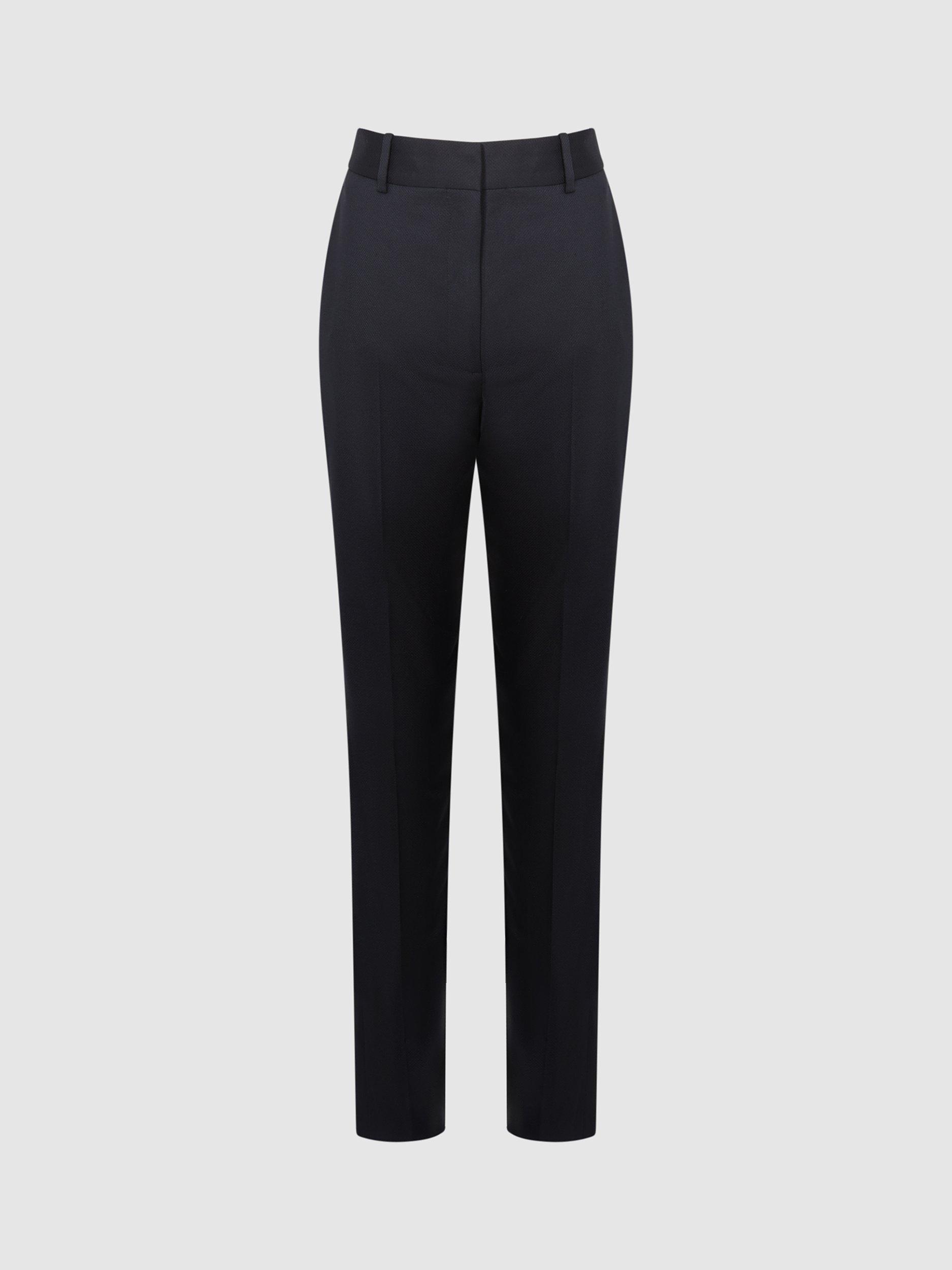 Reiss Petite Haisley Wool Blend Tapered Trousers, Navy, 6