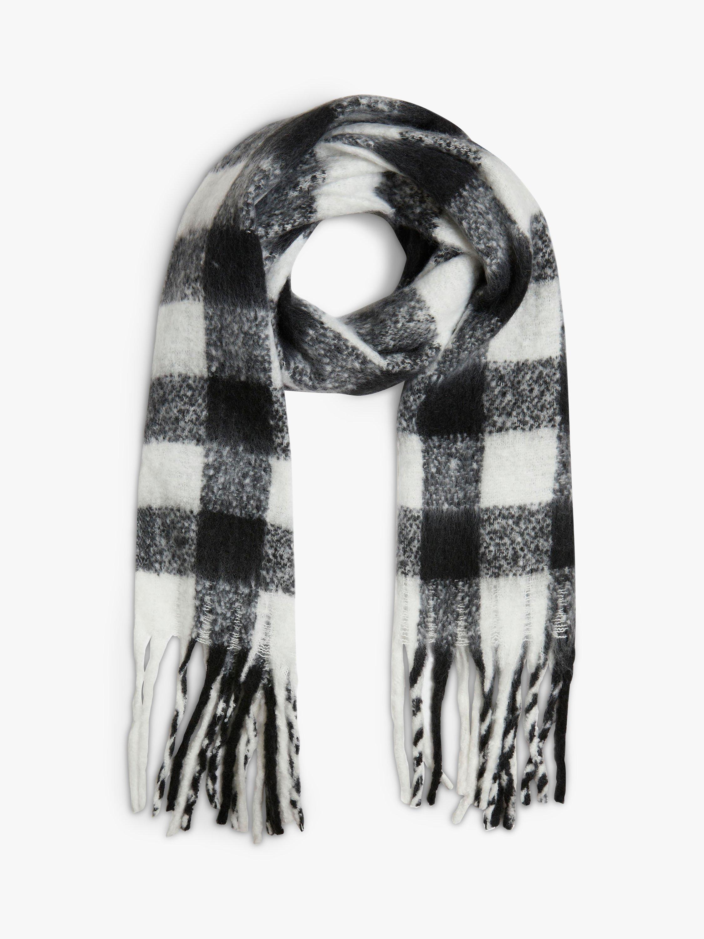 James Lakeland Buffalo Check Scarf, Black/White, One Size