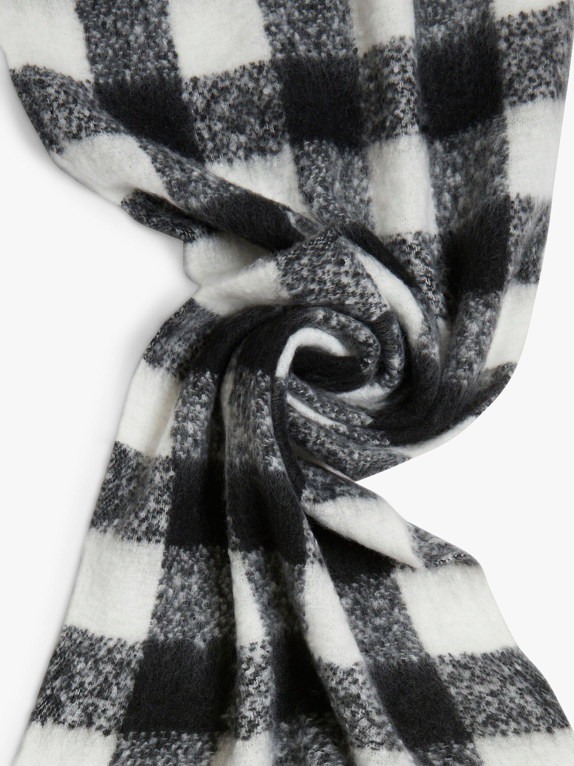 James Lakeland Buffalo Check Scarf, Black/White, One Size