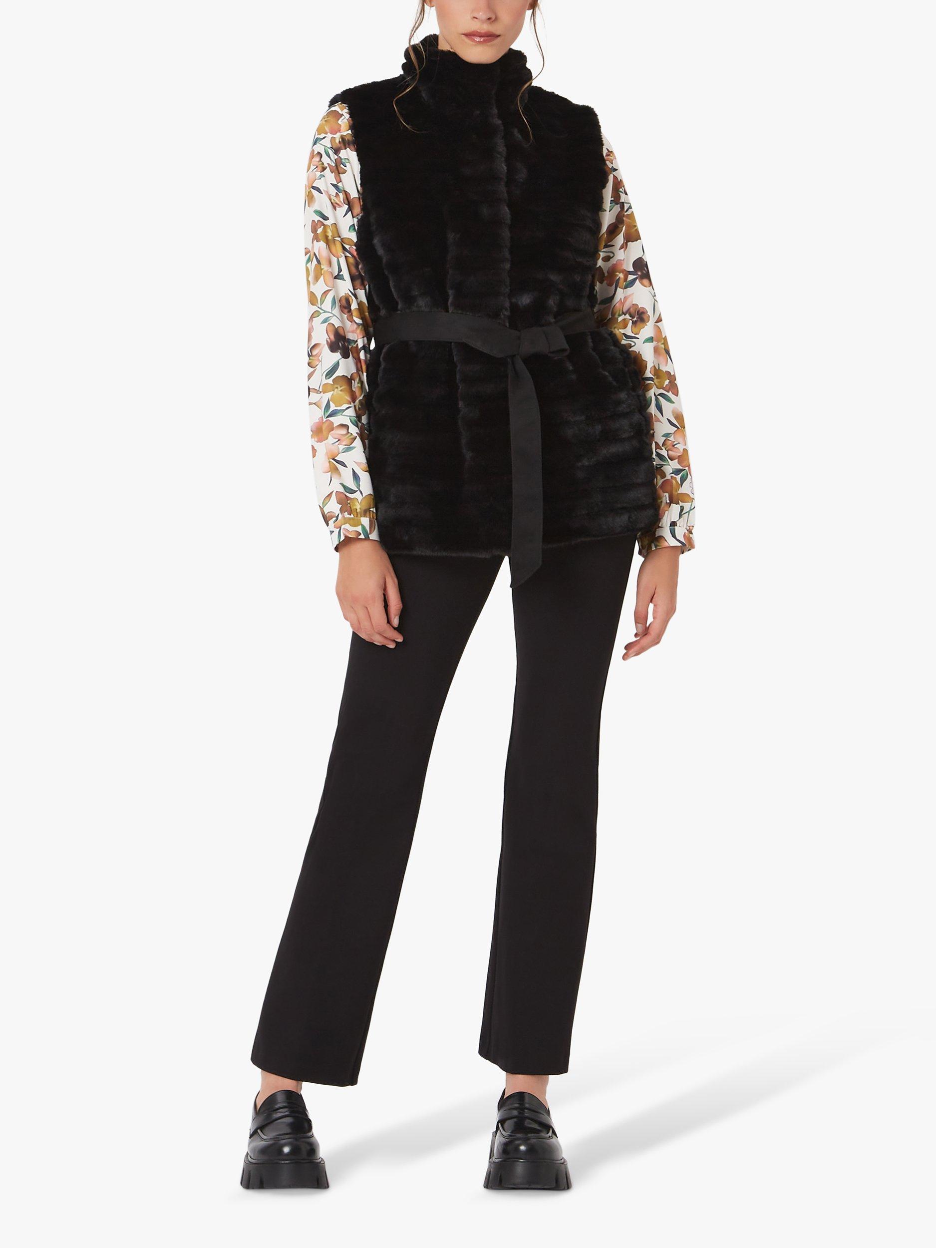 James Lakeland Ribbed Faux Fur Gilet, Black