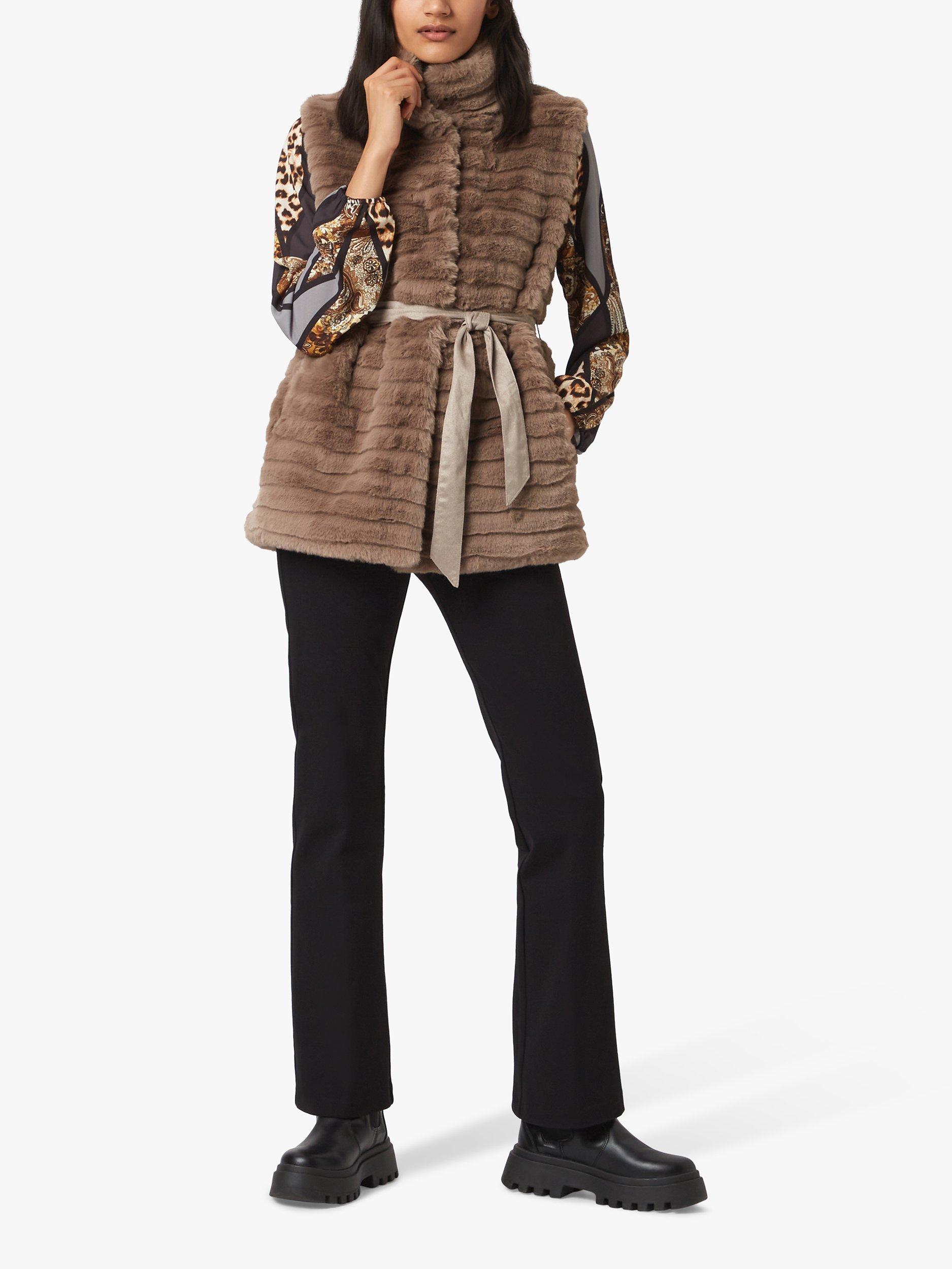 James Lakeland Ribbed Faux Fur Gilet, Taupe