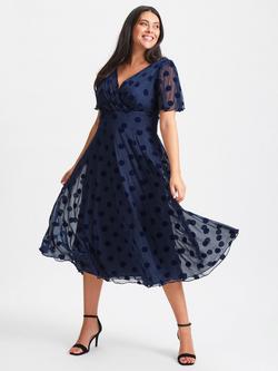 Scarlett & Jo Victor Mesh Midi Dress, Dark Navy