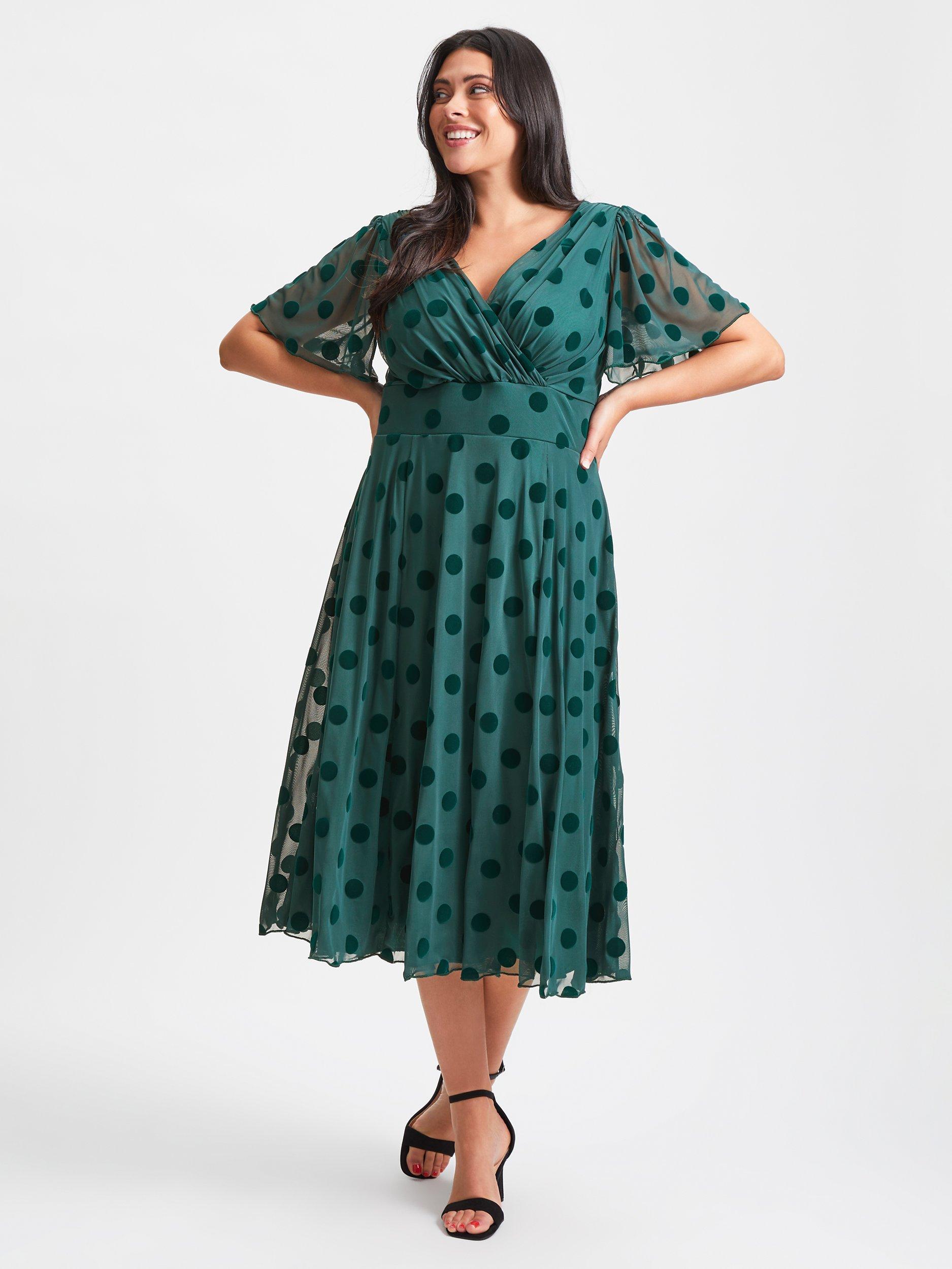 Product image 5 of 6, which shows Scarlett & Jo Victor Mesh Midi Dress, Dark Green, 12