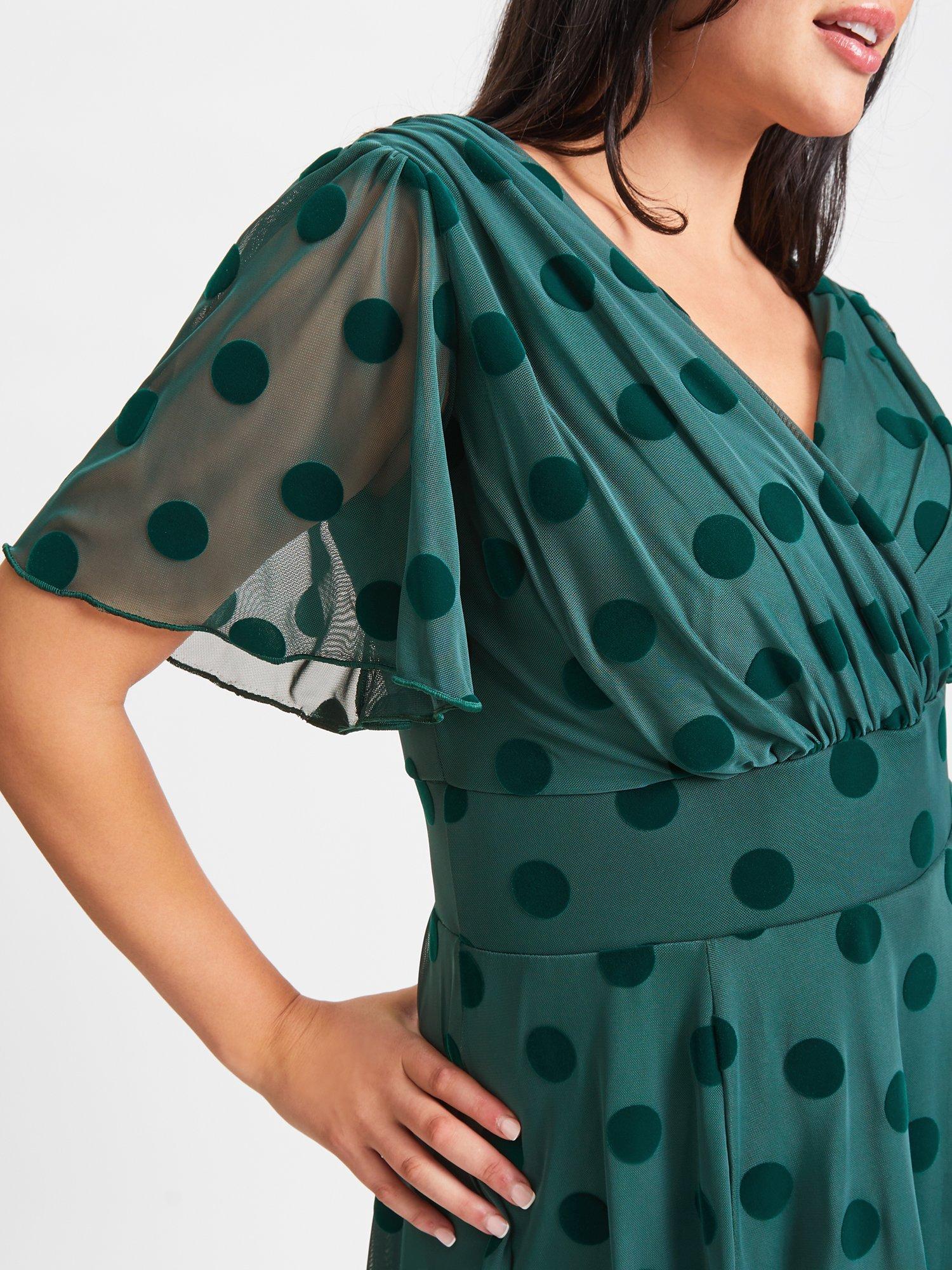 Product image 6 of 6, which shows Scarlett & Jo Victor Mesh Midi Dress, Dark Green, 12