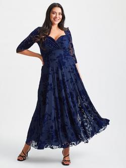 Scarlett & Jo Elizabeth Velvet Maxi Gown, Dark Navy Flock, Dark Navy Flock