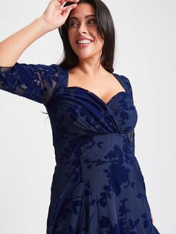 Scarlett & Jo Elizabeth Velvet Maxi Gown, Dark Navy Flock - view 2, Dark Navy Flock