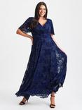 Scarlett & Jo Isabelle Velvet Flock Maxi Dress, Dark Navy