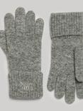 Superdry Ribbed Knitted Gloves, Grey Marl