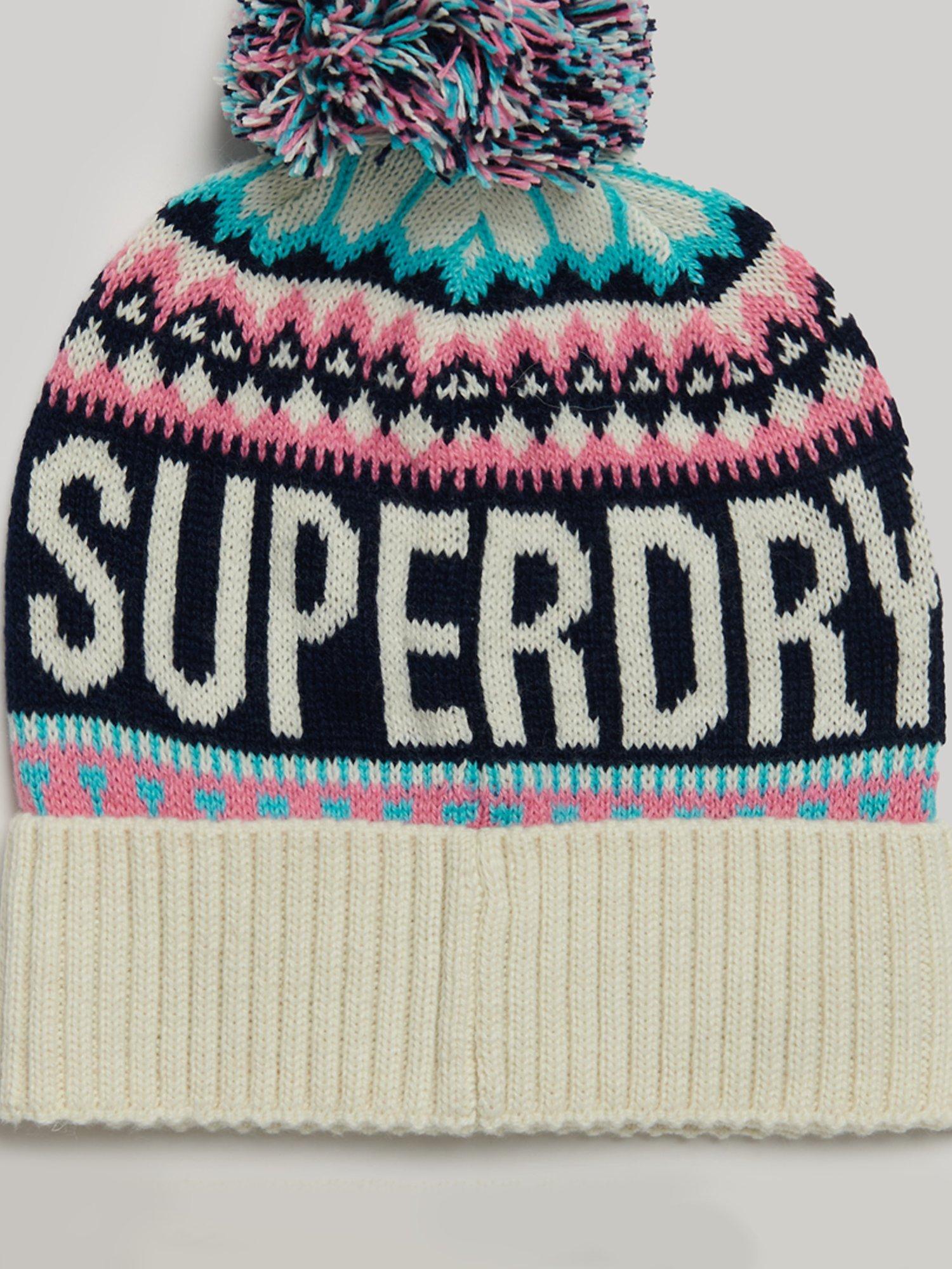 Superdry Fairisle Beanie, Ecru/Multi