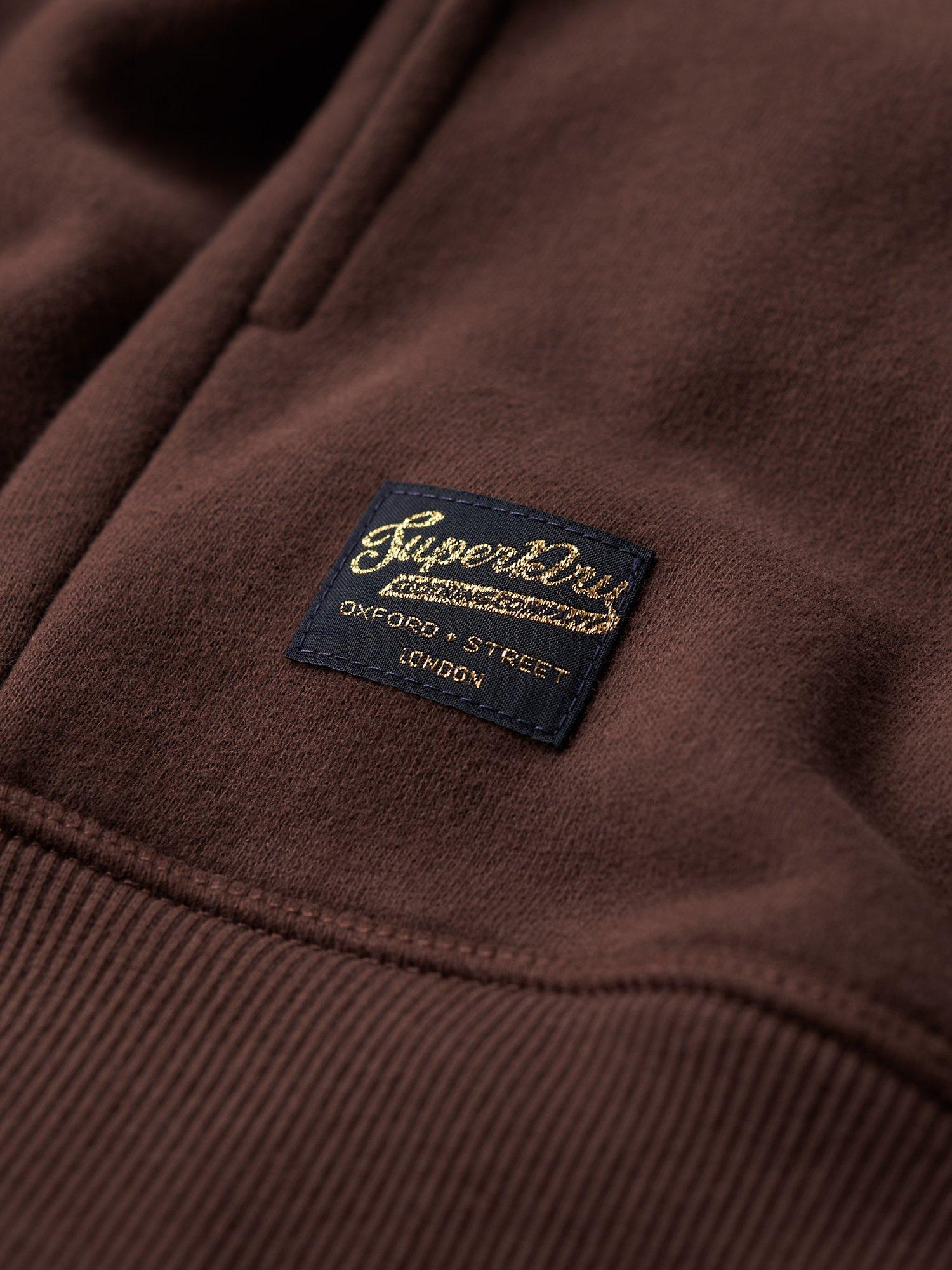 Superdry Luxe Metallic Logo Hoodie Dress, French Roast Brown, 14-16