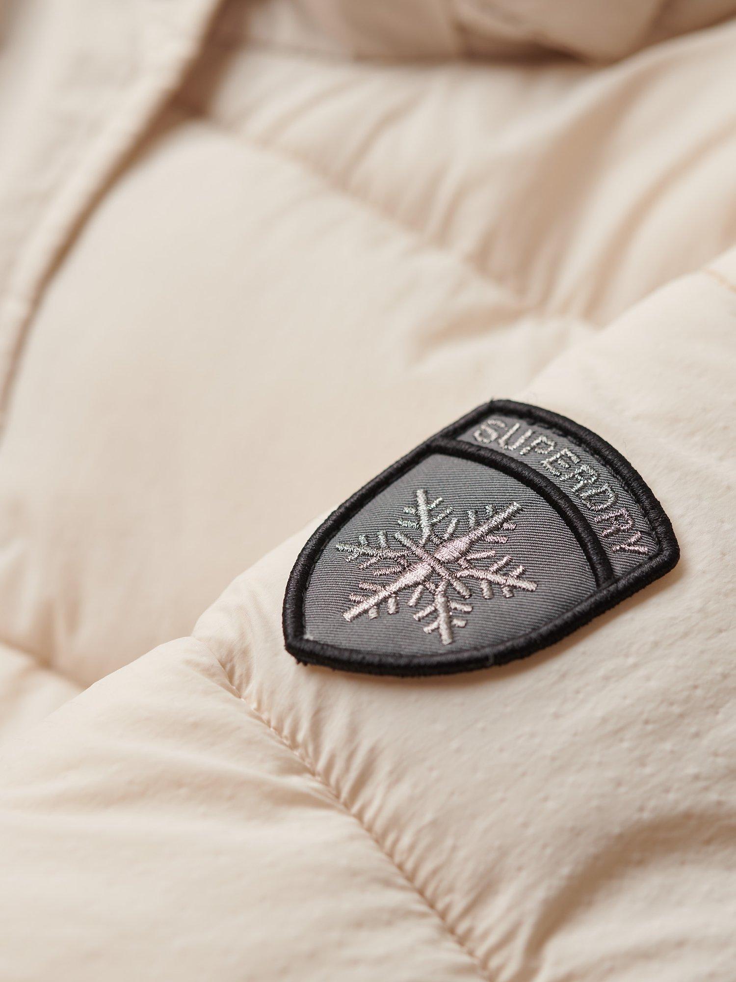Product image 3 of 7, which shows Superdry Faux Fur Hooded Puffer Jacket, Rainy Day Grey, 8