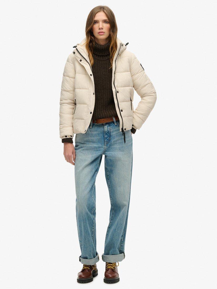 Product image 4 of 7, which shows Superdry Faux Fur Hooded Puffer Jacket, Rainy Day Grey, 8