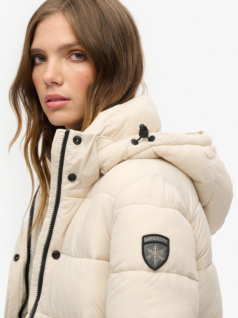 Product image 6 of 7, which shows Superdry Faux Fur Hooded Puffer Jacket, Rainy Day Grey, 8
