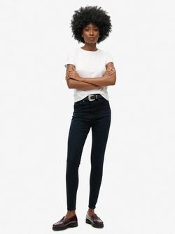 Superdry Organic Cotton High Rise Skinny Denim Jeans, Black, Black