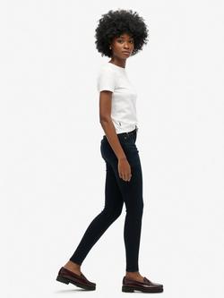 Superdry Organic Cotton High Rise Skinny Denim Jeans, Black - view 2, Black