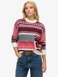 Superdry Mixed Pattern Oversized Jumper, Multi, Multi