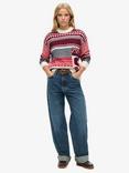 Superdry Mixed Pattern Oversized Jumper, Multi, Multi