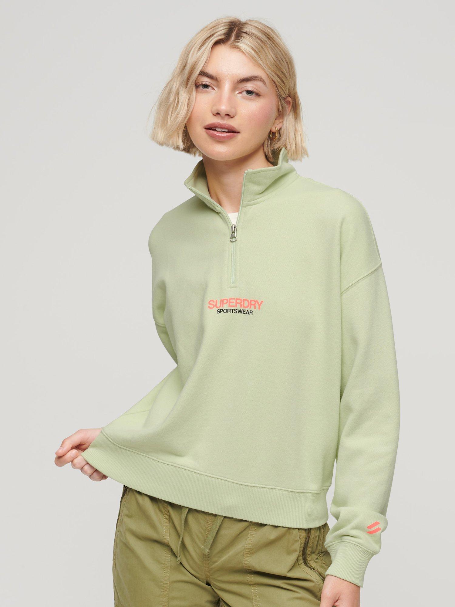 Superdry Boxy Half Zip Sweatshirt, Tender Greens