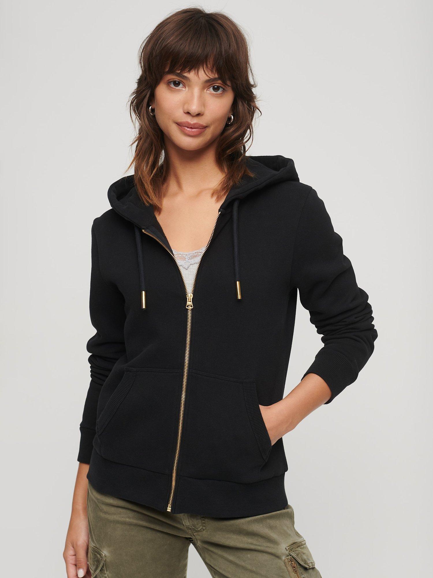 Superdry Tattoo Rhinestone Tiger Zip Through Hoodie, Black/Multi