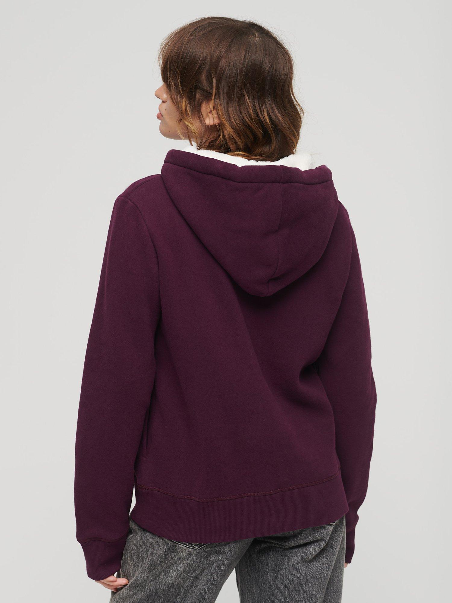 Superdry Luxe Metallic Logo Hoodie, Purple/Multi, 16