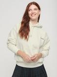 Superdry Drop Needle Velour Boxy Hoodie, Off White