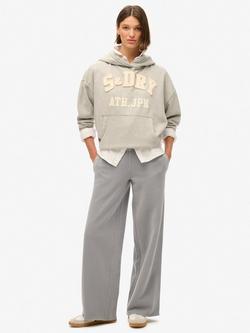 Superdry Wash Wide Leg Cotton Joggers, Dove Grey