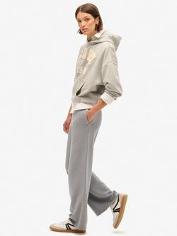 Superdry Wash Wide Leg Cotton Joggers - view 2, Dove Grey