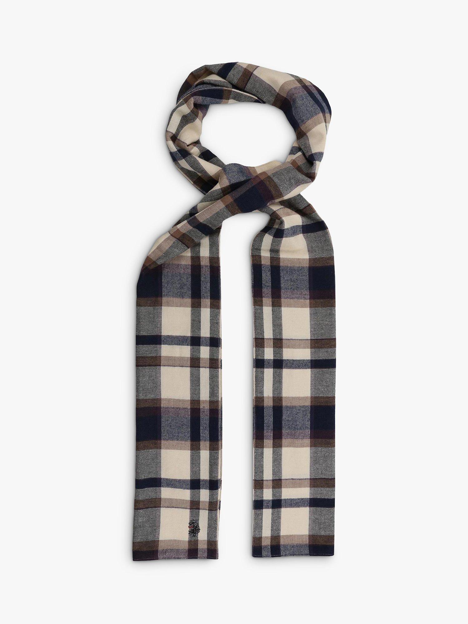 LUKE 1977 Braydene Check Cotton Scarf, Ecru Mix, One Size