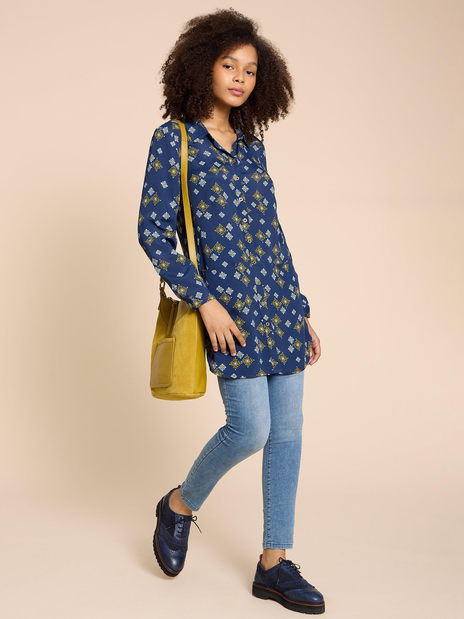 White Stuff Danika Floral Tunic Navy Multi