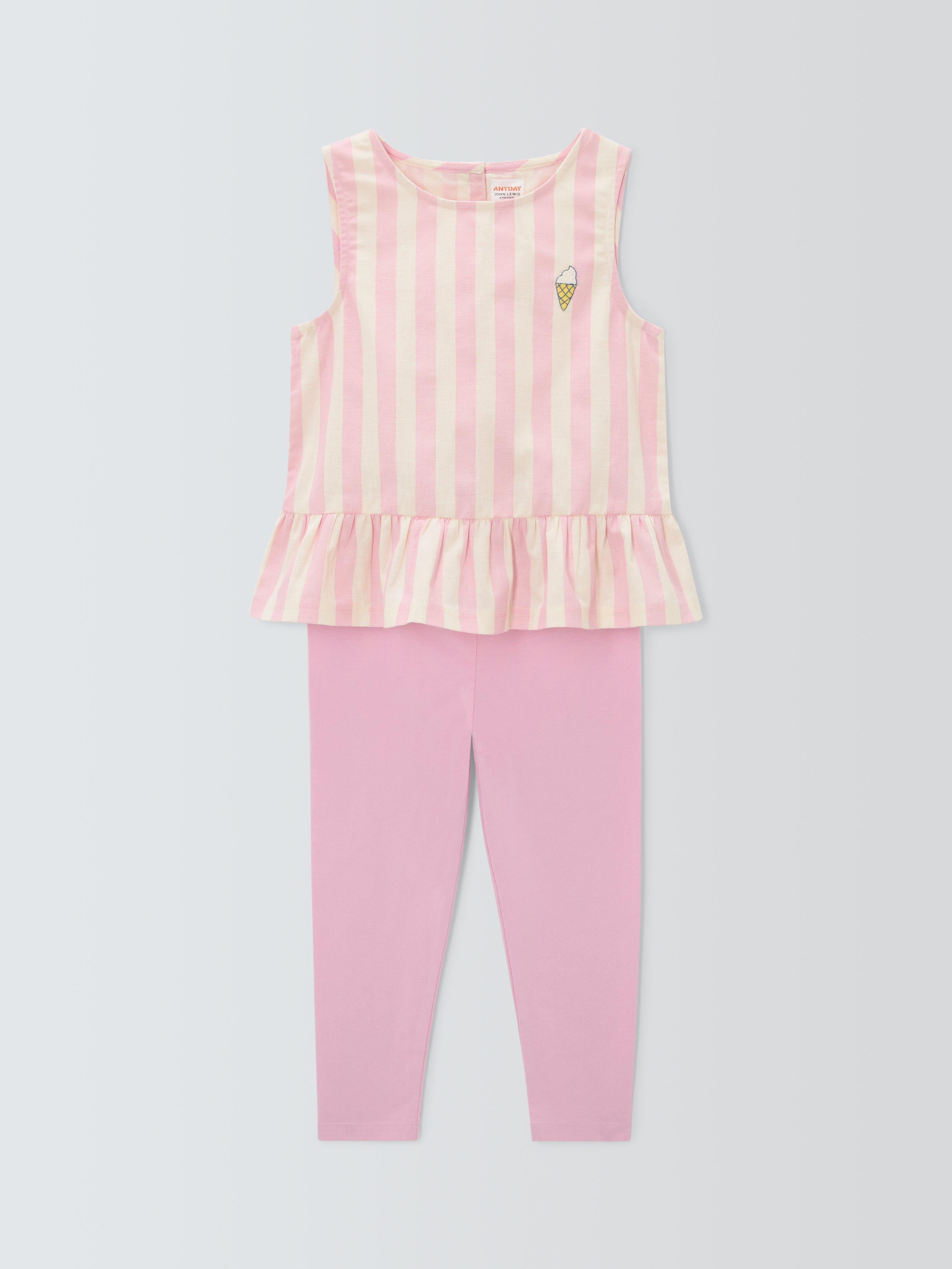 John Lewis ANYDAY Baby Peplum Top and Leggings Outfit Pink