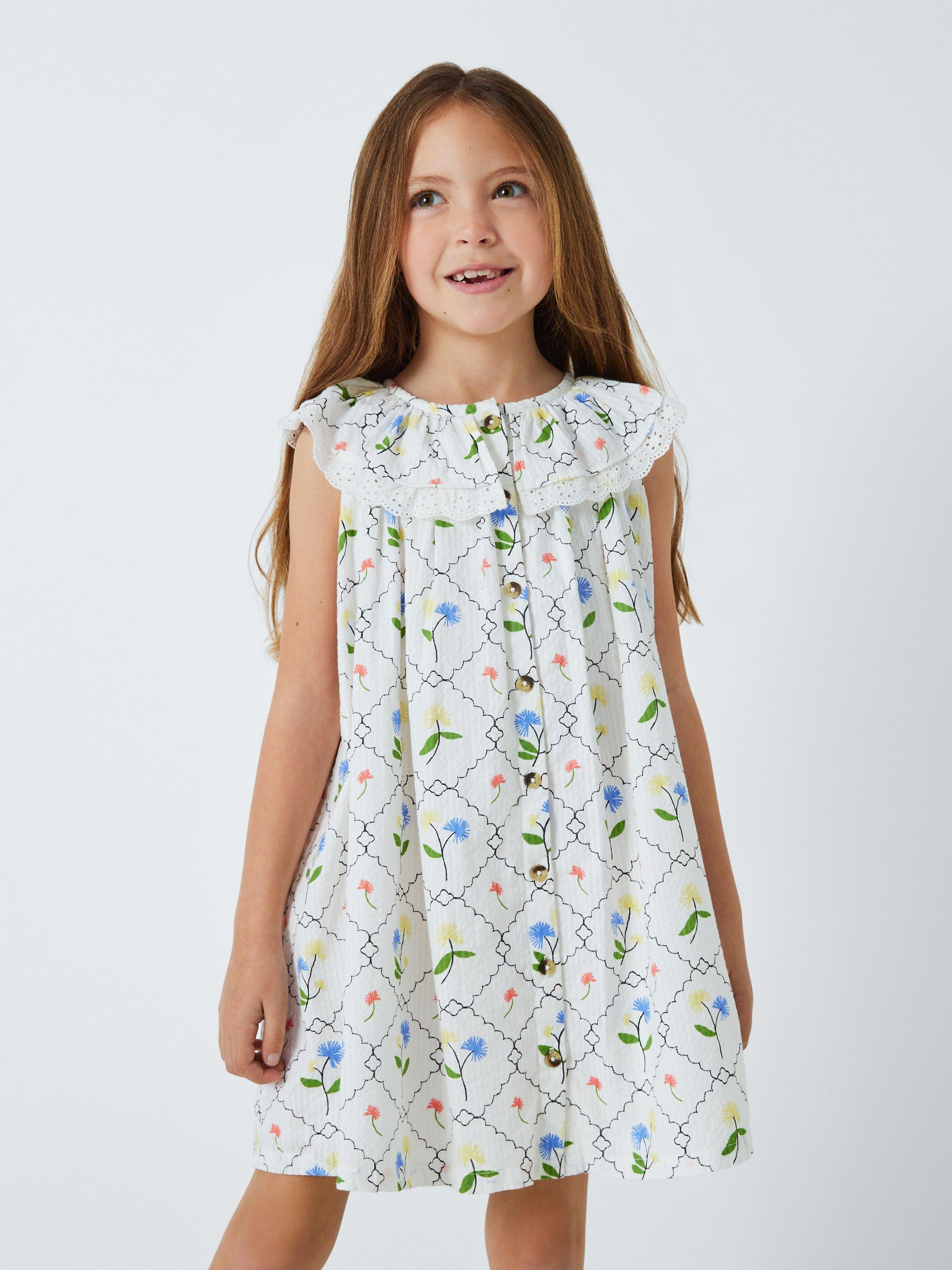 John Lewis Kids' Floral Sleeveless Dress, Gardenia