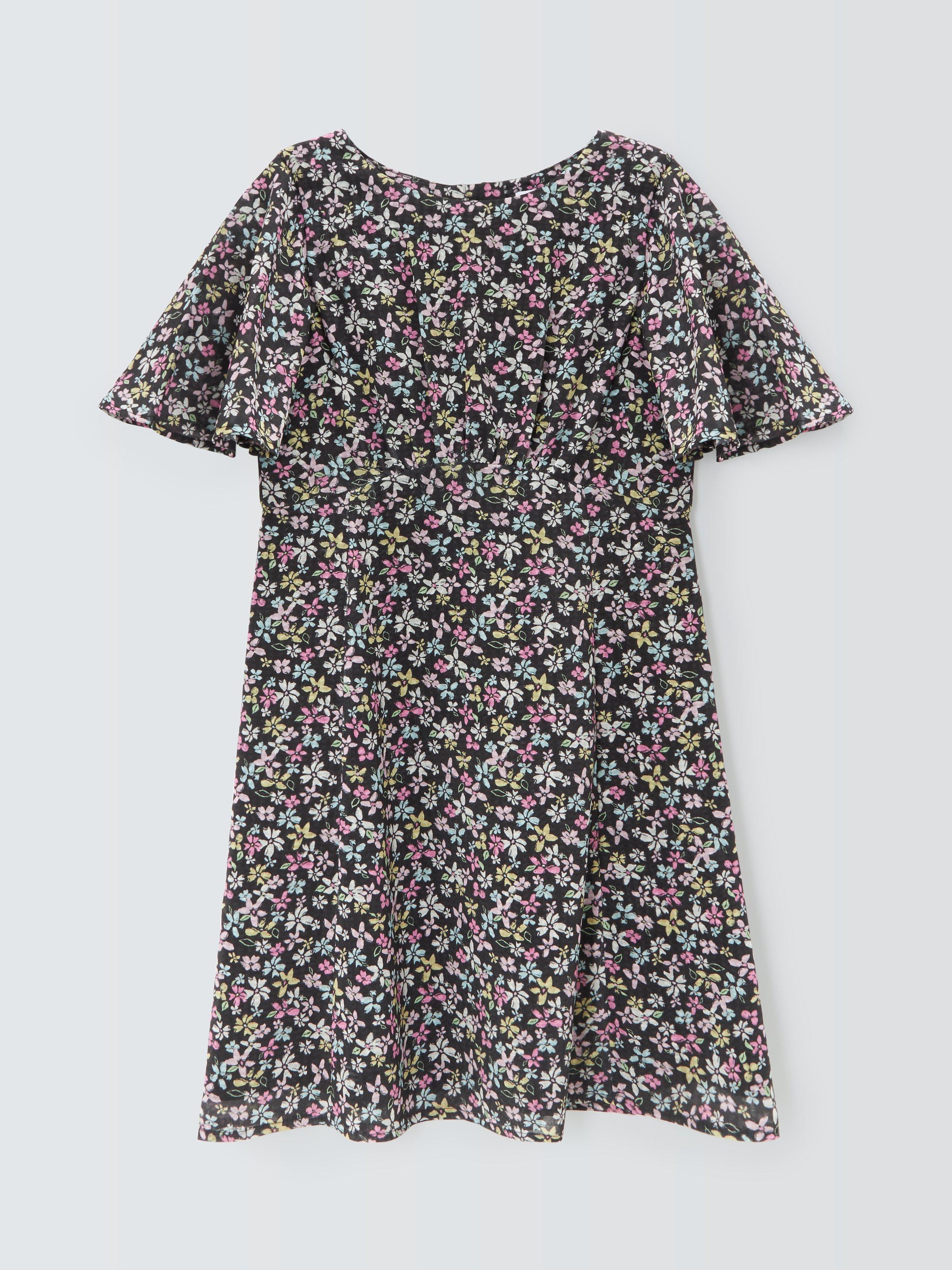 John Lewis Kids' Ditsy Floral Print Dress, Black/Multi