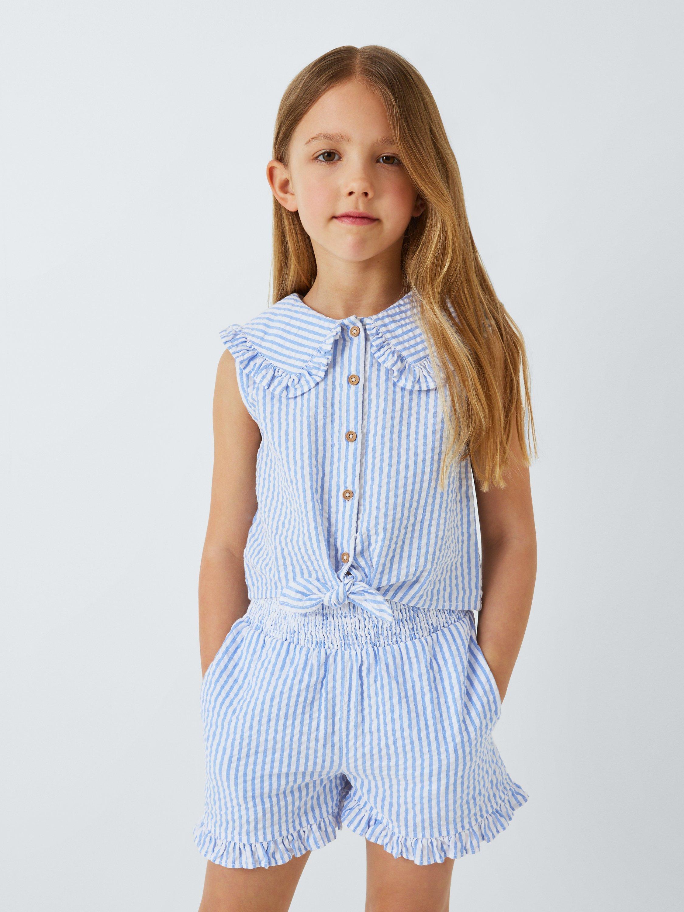John Lewis Kids' Pinstripe Sleeveless Top, Blue Bonnet