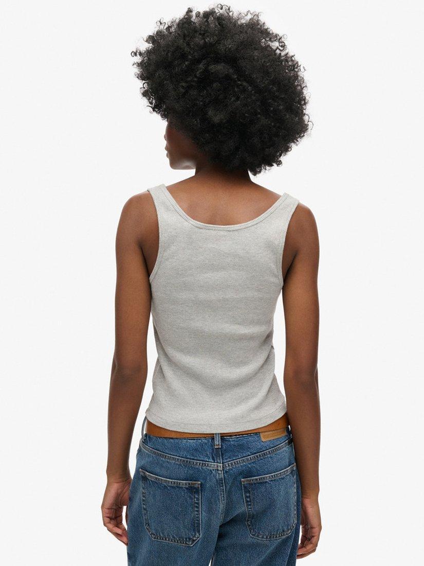 Product image 6 of 6, which shows Superdry Athletic Essential Ribbed Vest Top, Grey, 12