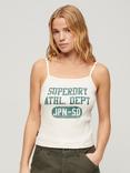 Superdry Athletic College Graphic Rib Cami Top, Cream