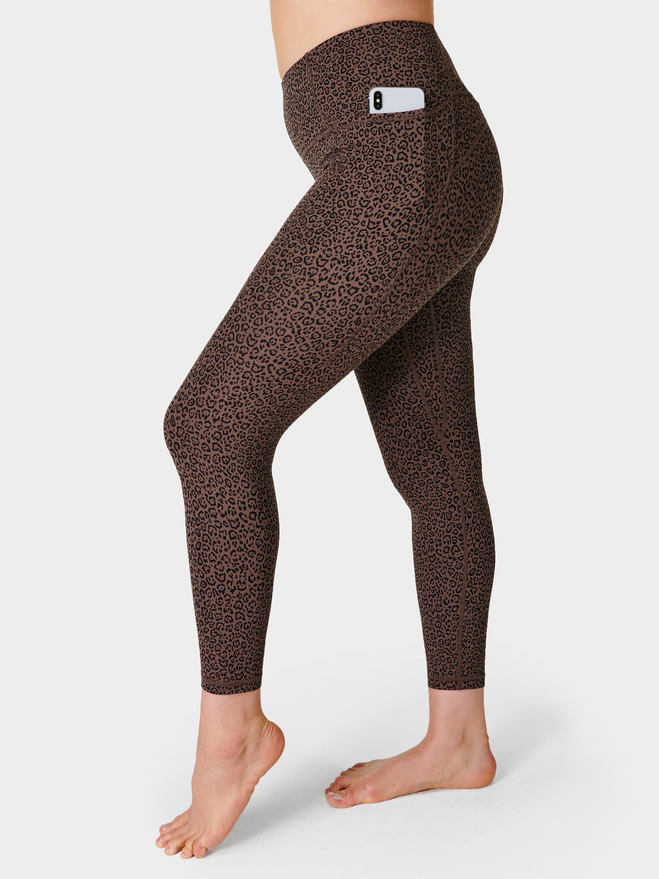 Sweaty Betty Super Soft 7 8 Yoga Leggings Brown Leopard Mark Print XXL