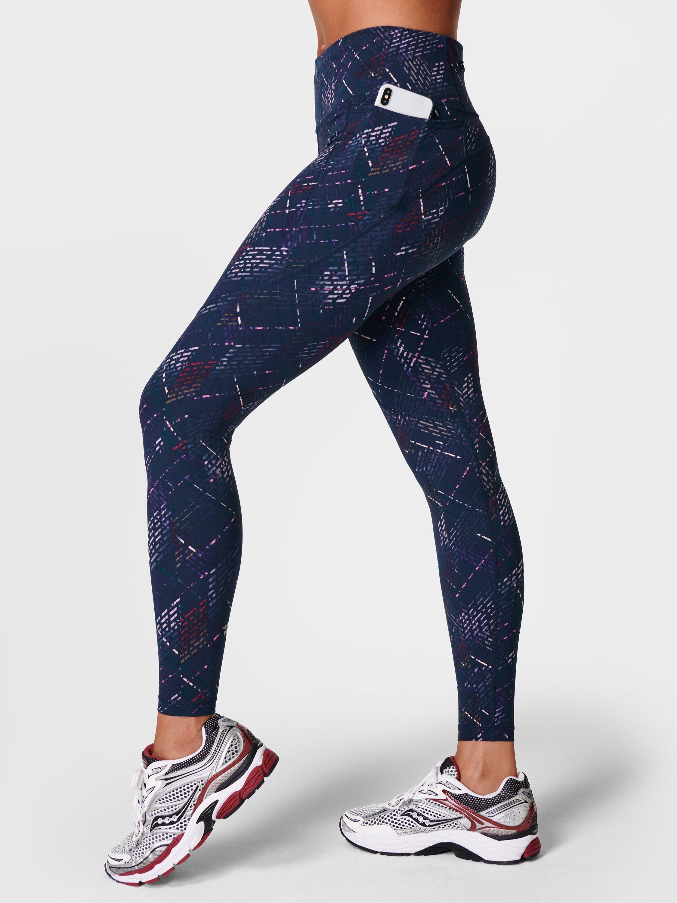Sweaty Betty Power Gym Leggings, Blue Dec Check Print